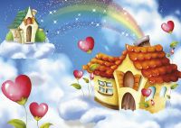 Фреска детская Ortograf Сказочная страна 3388 Фактура бархат FX Флизелин (3,8*2,7) Разноцветный, Домики/Мультимедия арт-3388 (бархат FX) — фото 2, Фрески