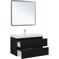 Тумба под раковину Aquanet Вега 2.0 90 подвесная Черная матовая арт-337956 — фото 8, Тумбы под раковину