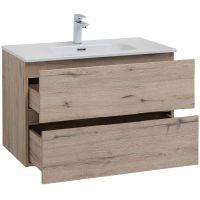 Тумба под раковину Aquanet Алвита New 80 подвесная Дуб Веллингтон арт-277517 — фото 4, Тумбы под раковину