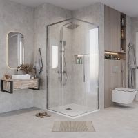 Душевой уголок Grossman Galaxy 90х90 профиль Хром стекло прозрачное арт-300.K33.01.9090.10.00 — фото 2, Квадратные душевые уголки