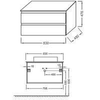 Тумба под раковину Jacob Delafon Madeleine 80 подвесная Серая матовая арт-EB2083-J54 — фото 3, Тумбы под раковину