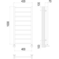 Водяной полотенцесушитель Terminus Контур П9 400х1000 Хром, нижнее подключение, G 1/2" ВР, с угловым соединением арт-4670078529671 — фото 4, Водяные полотенцесушители