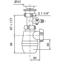 Сифон для раковины Wirquin Минор Нержавеющая сталь арт-30718053 — фото 2, Сифоны для раковины