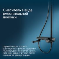 Душевая система AM.PM Like Черная матовая арт-F0780722 — фото 5, Душевые стойки