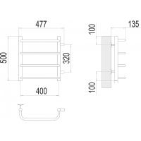 Водяной полотенцесушитель Terminus Стандарт П4 400х500 бп320 Хром, боковое подключение, G 1" НР арт-4670078530301 — фото 3, Водяные полотенцесушители