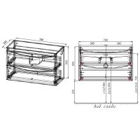 Тумба под раковину Style Line Бергамо 80 подвесная Черная антискрейч арт-СС-00002324 — фото 6, Тумбы под раковину