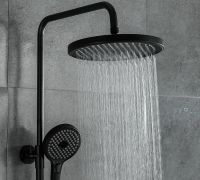 Душевая система Gappo G03-6 с термостатом Черная матовая Хром арт-G2403-56 — фото 9, Душевые стойки