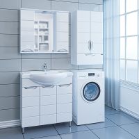 Зеркало со шкафом СанТа Родос 80 Белое арт-106017 — фото 4, Зеркальные шкафы в ванную