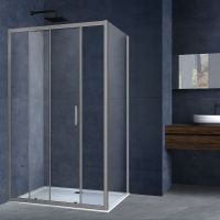 Душевой уголок Vincea Alpha 140x90 профиль Вороненая сталь стекло прозрачное арт-VSR-3AL9014CLGM — фото 1, Прямоугольные душевые уголки