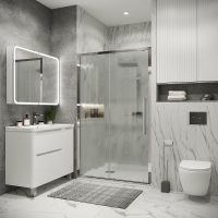 Душевая дверь Grossman Cosmo 130 профиль Хром стекло шиншилла арт-100.K33.02.130.10.02 — фото 3, Раздвижные душевые двери