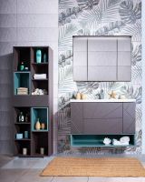 Тумба под раковину Бриклаер Кристалл 100 подвесная Софт Графит Ясень Анкор темный арт-4627125414565 — фото 10, Тумбы под раковину