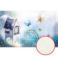 Фреска детская Ortograf Для малышей 30888 Фактура флок FLK Флизелин (4,3*2,7) Бирюзовый/Голубой/Фиолетовый, Домики/Бабочки арт-30888 (флок FLK) — фото 1, Фрески