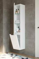 Шкаф пенал Creto Bravo 35 подвесной с бельевой корзиной Белый глянцевый арт-22-BrW35 — фото 4, Пеналы для ванной комнаты