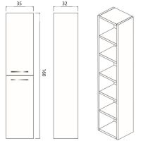 Шкаф пенал Creto Ares 35 подвесной Davos арт-50-1035D — фото 3, Пеналы для ванной комнаты