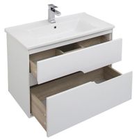 Тумба под раковину Aquanet Модена 85 подвесная Белый глянец арт-196965 — фото 2, Тумбы под раковину