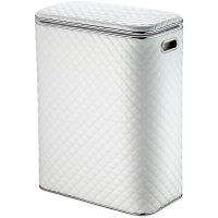 Корзина для белья Geralis Ромб стежка Белая, кант Хром, стандартная арт-SWH-B — фото 1, Корзины для белья