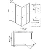 Душевой уголок Niagara Nova NG-6810-08 BLACK 120х80 профиль Черный стекло прозрачное арт-68100811BLACK — фото 3, Прямоугольные душевые уголки