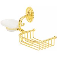 Мыльница с полкой корзиной Migliore Edera Золото арт-16945 — фото 1, Мыльницы
