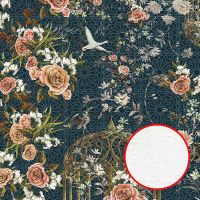 Фреска Ortograf Flora 31041 Фактура бархат FX Флизелин (4*2,7) Синий/Разноцветный, Цветы/Птицы арт-31041 (бархат FX) — фото 1, Фрески