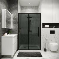 Душевая дверь Grossman Cosmo 100 профиль Черный матовый стекло тонированное арт-100.K33.02.100.21.10 — фото 1, Раздвижные душевые двери