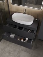 Тумба с раковиной Orange Line 100 подвесная Графит матовый арт-Li-100TugMDF+B07-675W — фото 3, Тумбы с раковиной