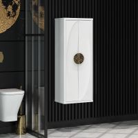 Шкаф пенал Opadiris Ибица 45 подвесной Белый глянцевый Золото арт-00-00007078 — фото 2, Пеналы для ванной комнаты