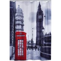 Штора для ванны Ridder Telephone Box 180х200 Серая Красная арт-42223000 — фото 1, Шторы для ванной