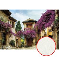 Фреска Ortograf Городской пейзаж 4589 Фактура флок FLK Флизелин (4*2,7) Бежевый/Розовый/Голубой, Город/Цветы арт-4589 (флок FLK) — фото 1, Фрески