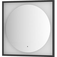 Зеркало Defesto Eclipce 70х70 с подсветкой 15W-3000К/в багетной раме/ИК - выключатель/Теплый белый свет/Черная рама арт-DF 2232R — фото 1, Зеркала в ванную комнату