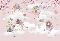 Фреска детская Ortograf Сказочная страна 33898 Фактура флок FLK Флизелин (4*2,7) Розовый, Принцессы/Замки/Облака арт-33898 (флок FLK) — фото 2, Фрески