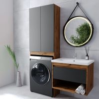 Тумба под раковину VIANT Бостон 60 подвесная Графит матовый Дуб Вотан арт-VBOS60COG-T1YP — фото 6, Тумбы под раковину