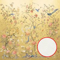 Фреска Ortograf Silver&Gold 32832 Фактура флок FLK Флизелин (2,7*2,7) Бежевый/Разноцветный, Деревья/Цветы/Птицы арт-32832 (флок FLK) — фото 1, Фрески