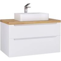 Тумба под раковину Jorno Wood 100 подвесная Белая арт-Wood.01.100/P/W — фото 1, Тумбы под раковину