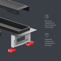 Душевой лоток AM.PM MasterFlow 40 с Черной матовой решеткой Cut Gradient арт-W01SC-P11-040-01BM — фото 15, Душевые лотки