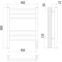 Электрический полотенцесушитель Terminus Аврора П6 450х600 КС 9005 Черный матовый арт-4670078527479 — фото 4, Электрические полотенцесушители