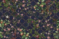 Фреска Ortograf Aurora 34125 Фактура флок FLK Флизелин (4*2,7) Синий/Разноцветный, Цветы/Птицы арт-34125 (флок FLK) — фото 2, Фрески