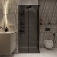 Душевой уголок Niagara Nova 100х100 профиль Черный матовый стекло тонированное арт-NG-2824-34BLACK — фото 3, Квадратные душевые уголки