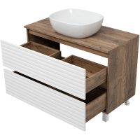 Тумба под раковину Brevita Dakota 100 Белая матовая Дуб Галифакс олово арт-DAK-07100-19/01-2Я — фото 3, Тумбы под раковину