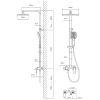Душевая система Vincea Cube Вороненая сталь арт-VSFS-4C12GM — фото 3, Душевые стойки