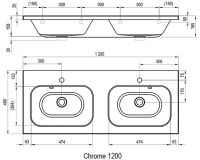 Раковина Ravak Chrome 120 двойная Белая арт-XJG01112000 — фото 5, Раковины встраиваемые сверху