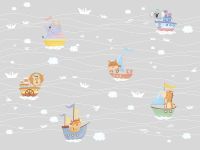 Фреска детская Ortograf Little Friends 34392 Фактура бархат FX Флизелин (4*3) Серый/Разноцветный, Животные/Корабли арт-34392 (бархат FX) — фото 2, Фрески