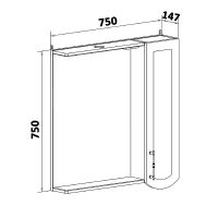 Зеркало со шкафом Runo Неаполь 75 R с подсветкой Белое арт-00-00001031 — фото 5, Зеркальные шкафы в ванную