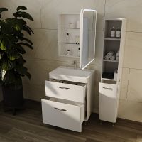 Шкаф пенал Style Line Каре Люкс Plus 30 с бельевой корзиной Белый арт-СС-00002325 — фото 9, Пеналы для ванной комнаты