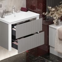 Тумба под раковину Opadiris Рубинно 80 подвесная Серая глянцевая арт-00-00007340 — фото 4, Тумбы под раковину