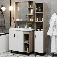 Тумба под раковину Onika Тимбер 80.10 Белый матовый Дуб сонома арт-108045 — фото 6, Тумбы под раковину