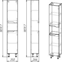 Шкаф пенал Stella Polar Абигель 35 Серый Цемент арт-SP-00001036 — фото 3, Пеналы для ванной комнаты
