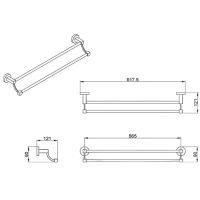 Полотенцедержатель Azario Nessy двойной Хром арт-AZ-73102 — фото 2, Полотенцедержатели