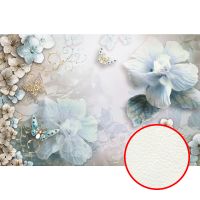 Фреска Ortograf 3D 6654 Фактура флок FLK Флизелин (2,95*1,96) Голубой/Бежевый, Цветы арт-6654 (флок FLK) — фото 1, Фрески