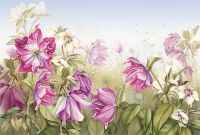 Фреска Ortograf Цветы 6726 Фактура флок FLK Флизелин (4*2,7) Зеленый/Розовый, Цветы арт-6726 (флок FLK) — фото 2, Фрески