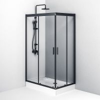Душевой уголок AM.PM Gem 120х80 профиль Черный матовый стекло прозрачное арт-W90G-404-120280-BT — фото 4, Прямоугольные душевые уголки